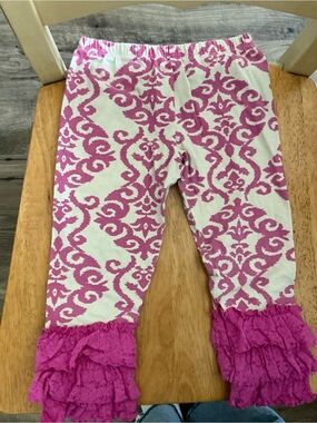 Mustard Pie Cream and Hot Pink Ruffle Leggings